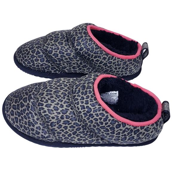SOREL GO BODEGA RUN Slippers Women's Sz. 6 Sage Leopard Print Faux Fur Lined EUC - Picture 1 of 14